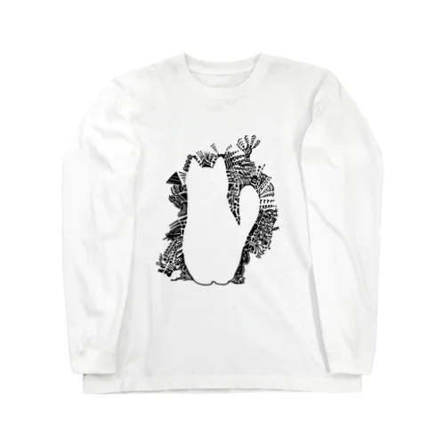 猫シルエット　落書き Long Sleeve T-Shirt