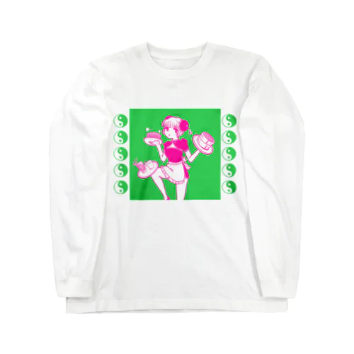 チャイナピンク×緑 ロングスリーブTシャツ