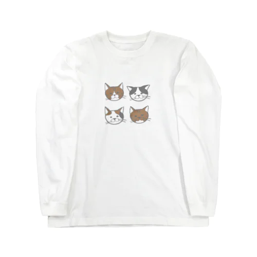 4匹のゆるねこちゃん2 ロングスリーブTシャツ