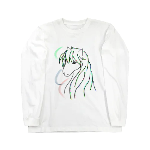 馬　カラフルラインアート　 Long Sleeve T-Shirt