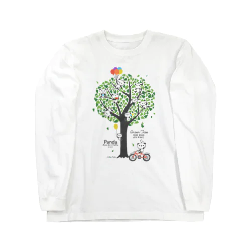 パンダと緑の木（Panda & Green Tree） Long Sleeve T-Shirt