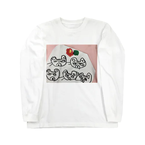 ワオキツネザルと椿NO3 Long Sleeve T-Shirt