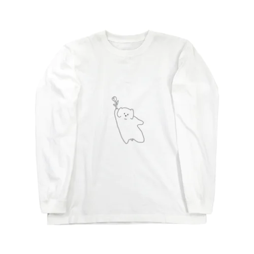 バラの花と子犬 Long Sleeve T-Shirt