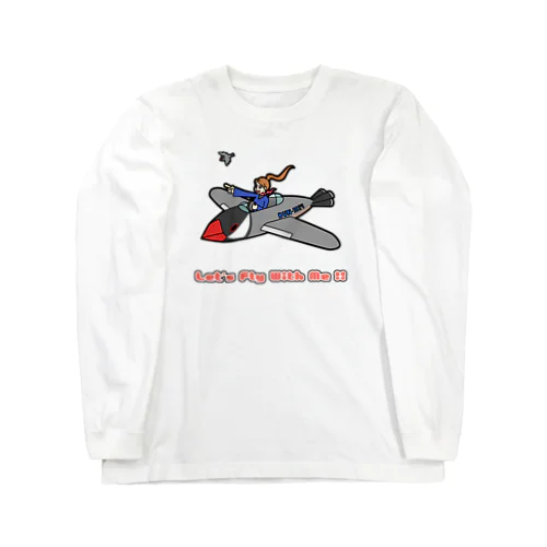 【ノーマル文鳥】文鳥飛行機 ロングスリーブTシャツ