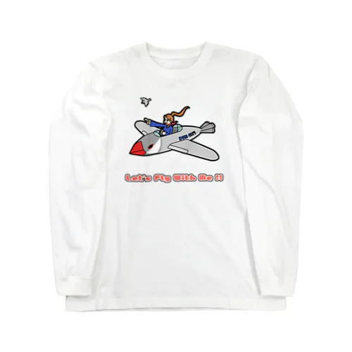 【シルバー文鳥】文鳥飛行機 ロングスリーブTシャツ