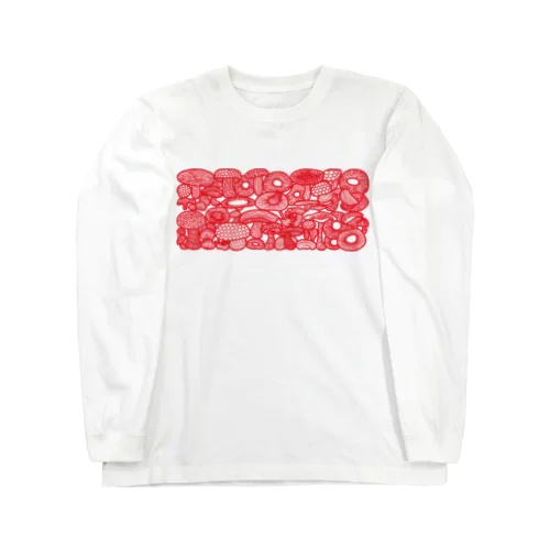 赤い線描きマッシュ Long Sleeve T-Shirt