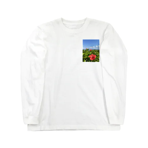 沖縄の海とハイビスカス Long Sleeve T-Shirt