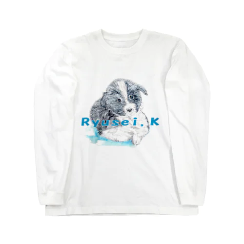 Ryusei,Kシリーズ【ボーダー仔犬】 ロングスリーブTシャツ