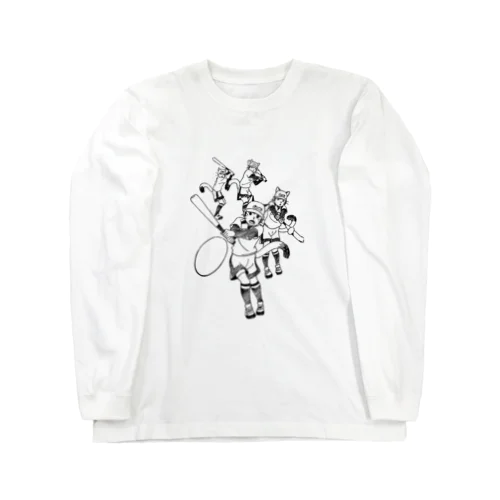 猫のソフトボールプレイヤー　ヒット！ Long Sleeve T-Shirt