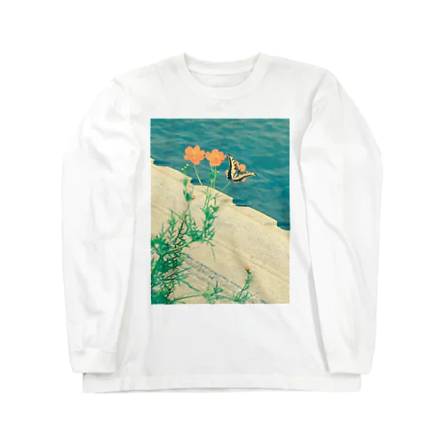 秋桜と蝶 Long Sleeve T-Shirt