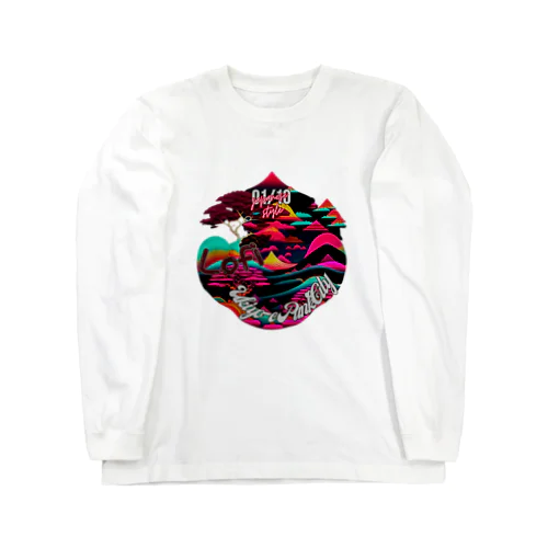 【lofiアート】ネオ浮世絵と盆栽: 北斎イズムのサイバーパンクが織りなす日本の景色の旅 Long Sleeve T-Shirt