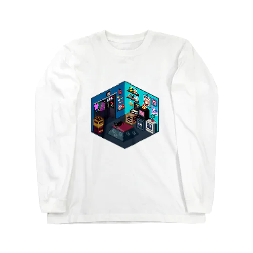 VA-11 Hall-A ジルの部屋風なピクセルルームTシャツ【白】 ロングスリーブTシャツ