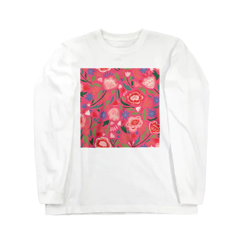 エキゾチックな花柄（ピンク） Long Sleeve T-Shirt