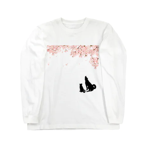 桜とわんこ ロングスリーブTシャツ