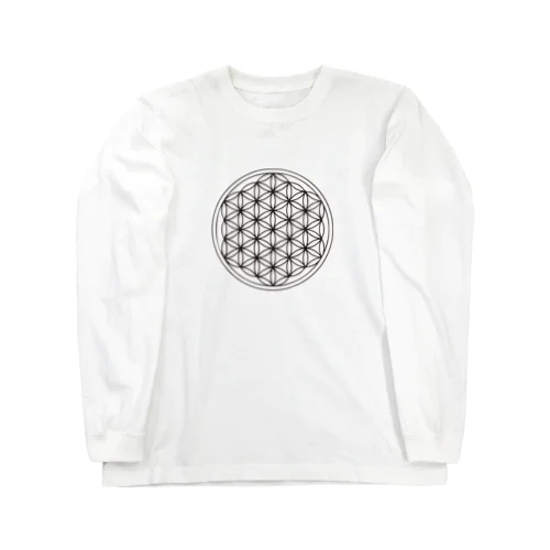 神聖幾何学のフラワーオブライフ (Flower of Life) ロングスリーブTシャツ