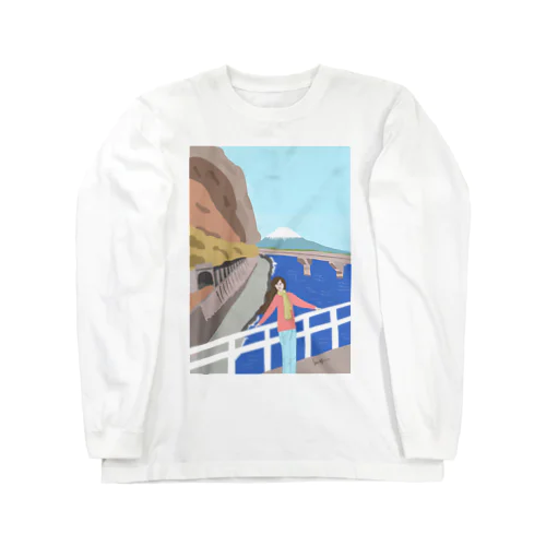 駿河湾と富士山をバックに Long Sleeve T-Shirt