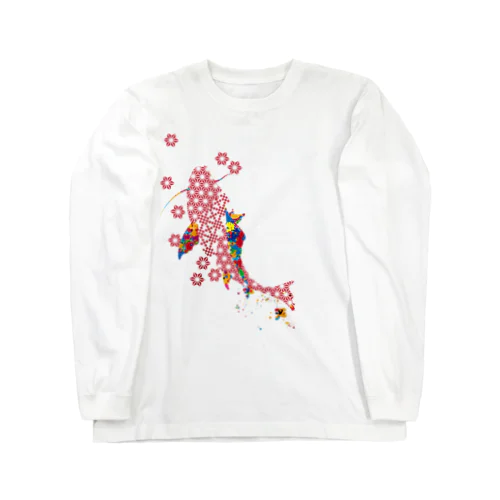 鯉のぼり・和柄＆スプラッシュ / Red ロングスリーブTシャツ