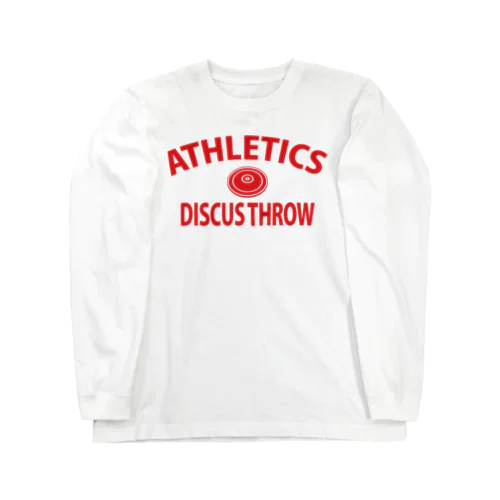 円盤投げ・赤・陸上競技・えんばんなげ・グッズ・イラスト・Tシャツ・Discus Throw・飛距離・男子・女子・かっこいい・かわいい・選手・有力・確実・候補・部活・有望・応援・精神力・集中力・メダル Long Sleeve T-Shirt