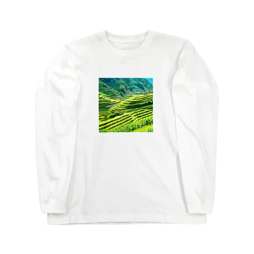 日本の原風景　棚田 ロングスリーブTシャツ