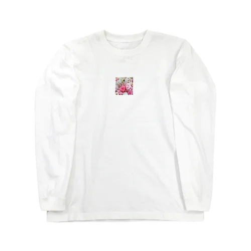 ピンクローズのガーリーな花柄 Long Sleeve T-Shirt