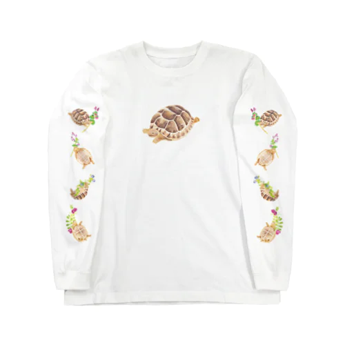 袖までころころ、野の花とギリシャリクガメ。 Long Sleeve T-Shirt