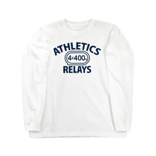 4×400mリレー・リレー競走・1600メメートルリレー走・グッズ・オリジナル・デザイン・Tシャツ・陸上部・男子・女子・美男子・美女・かっこいい・かわいい・選手・混合・1600mR・マイルリレー・応援 ロングスリーブTシャツ