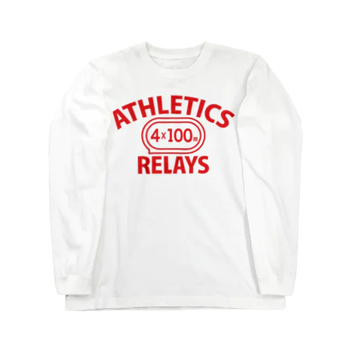 4×100mリレー・リレー競走・赤・陸上競技・400メートルリレー走・デザイン・Tシャツ・陸上部・男子・女子・ジュニア・入賞・有力・確実・候補・有望・応援・精神力・集中力・日本人・陸上魂 ロングスリーブTシャツ