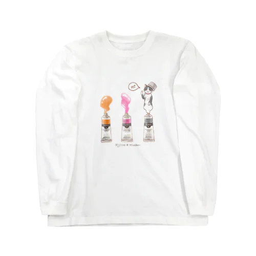 絵の具チューブからこんにちは！ハチワレ 3色ver. Long Sleeve T-Shirt