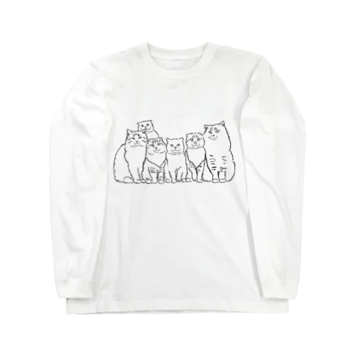 仲良し6キャット　線画 Long Sleeve T-Shirt