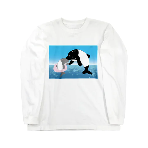 【手を取って・・・】海豚(イルカ)親子 ロングスリーブTシャツ