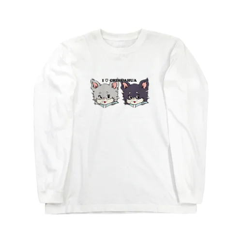 チワワ-ブルーグレー・イザベラタン&ブラックタン「I♡CHIHUAHUA」 Long Sleeve T-Shirt