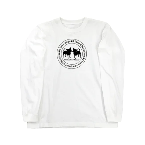 チワワシルエット黒〇 Long Sleeve T-Shirt