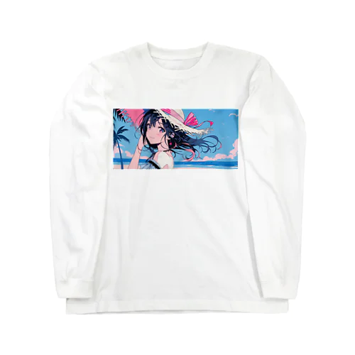 麦わら帽子と南国と海 Long Sleeve T-Shirt