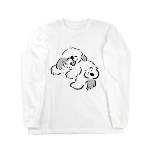 シーズー ニコニコ 　グレー　【せいこせんせい】犬 ロングスリーブTシャツ