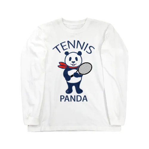 パンダ・テニス・全身・イラスト・ラケット・TENNIS・アイテム・デザイン・ガット・スポーツ・Tシャツ・サーブ・かっこいい・かわいい・選手・画像・ボール・王子・絵・オリジナル（C） ロングスリーブTシャツ