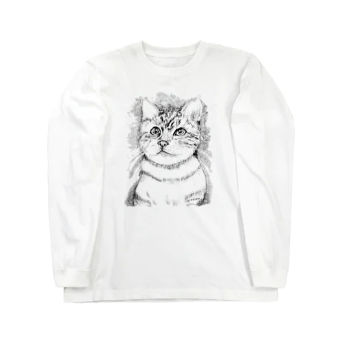 アート猫　モノクロ　 Long Sleeve T-Shirt