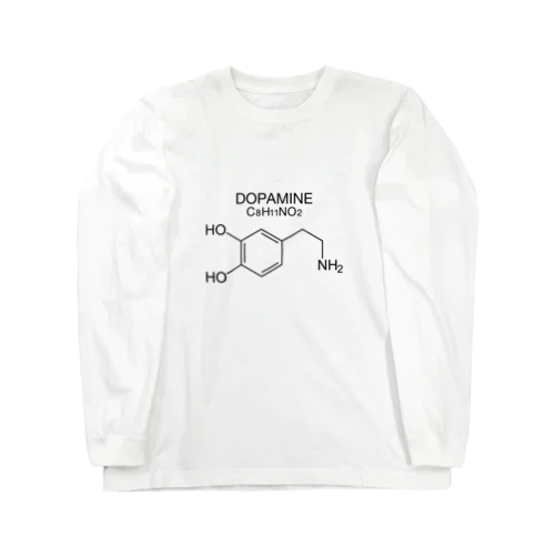  DOPAMINE C8H11NO2 -ドーパミ ン- 胸面配置 黒ロゴ ロングスリーブTシャツ