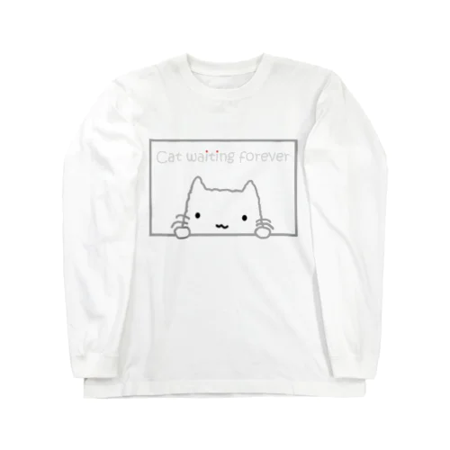 まってるねこ グレー ロングスリーブTシャツ