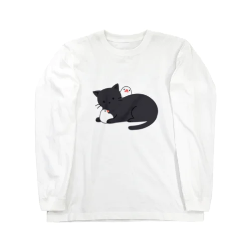 黒猫と白文鳥 Long Sleeve T-Shirt