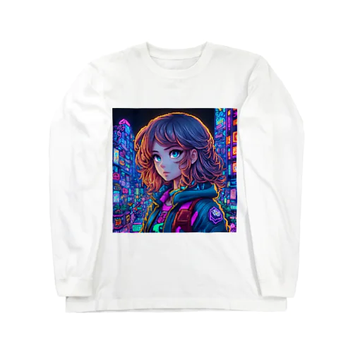 AI art girl -pixel art- ロングスリーブTシャツ