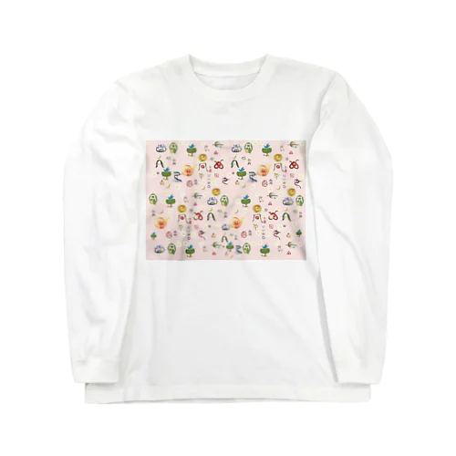 ヲシテ文字いろいろ【桜花色ベース】 Long Sleeve T-Shirt