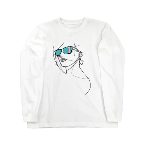 サングラス　女 ワイヤーアート イラスト 針金アート　ターコイズ Long Sleeve T-Shirt