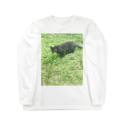 黒猫カカオの庭 ロングスリーブTシャツ