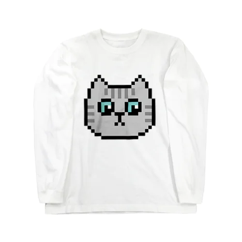 ドット絵のねこ（サバトラ） ロングスリーブTシャツ