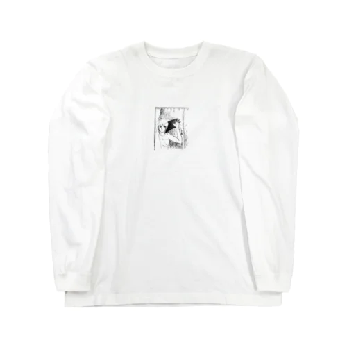 曇ったガラスを拭く女 Long Sleeve T-Shirt