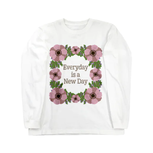 シャビーシックなアネモネのフレーム Long Sleeve T-Shirt