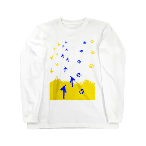 足跡(猫と鳥) Long Sleeve T-Shirt