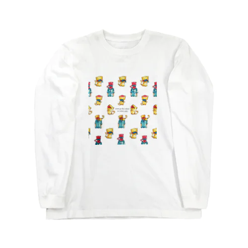 頭が赤い魚を食べた猫(集合) Long Sleeve T-Shirt