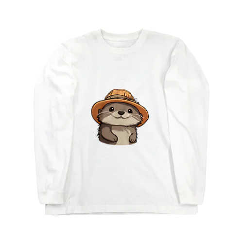 ぽけっとの帽子をかぶったステッカー Long Sleeve T-Shirt