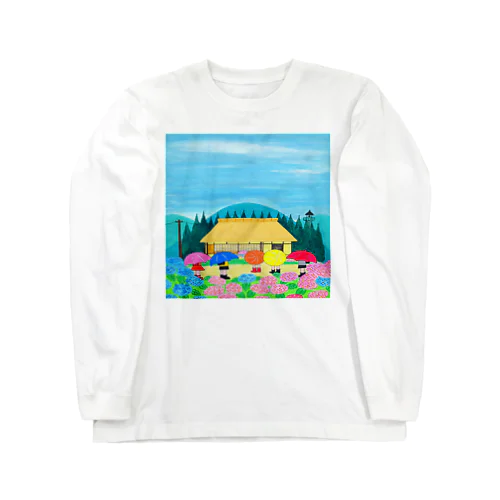 アートとメルヘンと創作の森　ノスタルジック絵画　秋野あかね作「梅雨に咲く花」 Long Sleeve T-Shirt